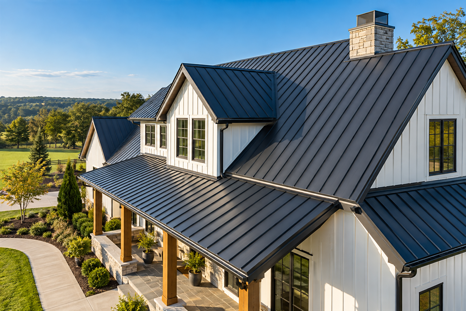 Finished standing-seam metal roof