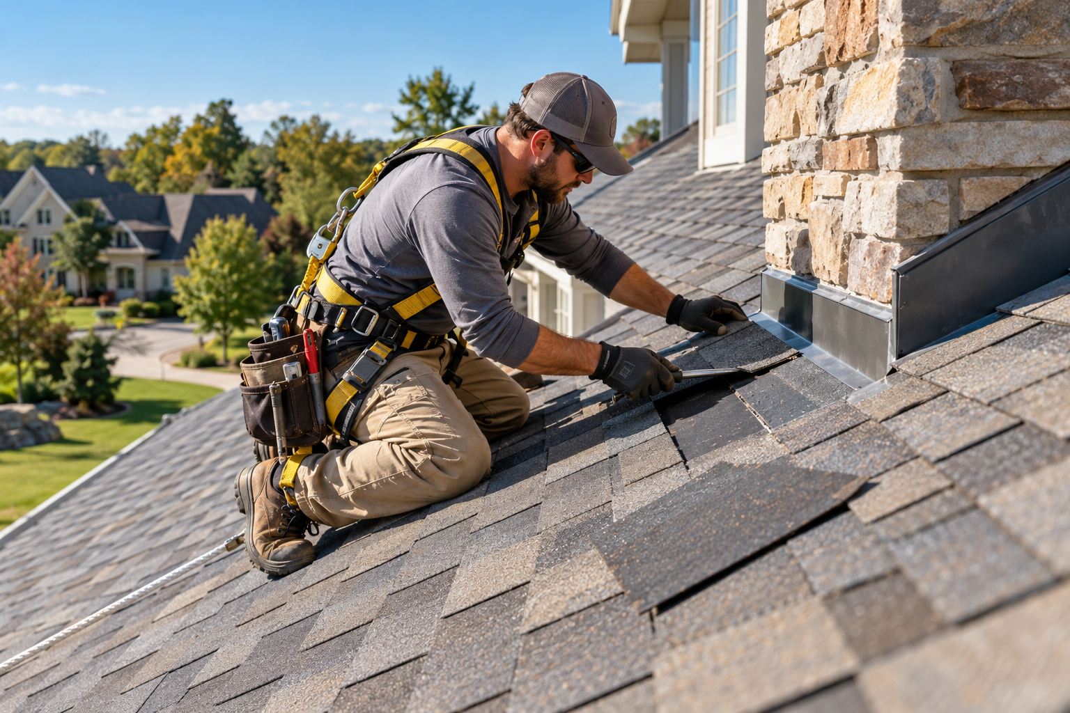 Professional roof repair work